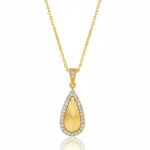 Classic Stone-Studded Gold Tone Teardrop Pendant Chain for Women