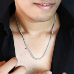 Men’s Silver Snake Chain Necklace AuraSpark Minimalist Jewelry