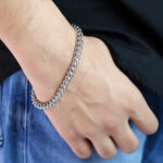 Polished Silver Franco Chain Bracelet for Men