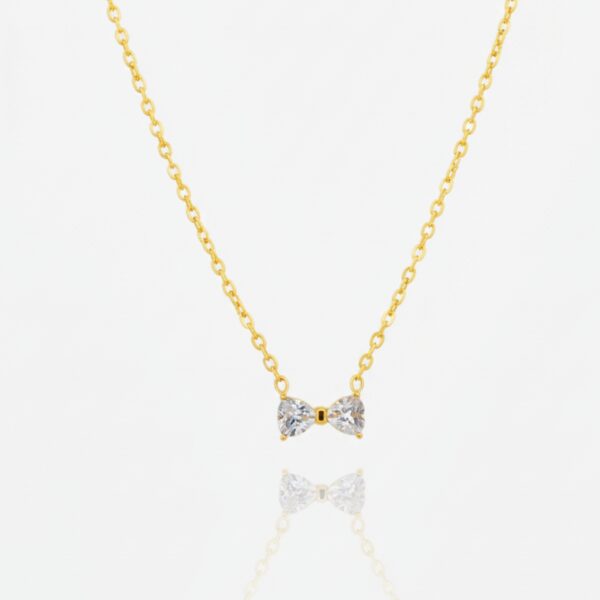 Elegant Gold Tone Dainty Bow Knot Pendant Necklace for Women