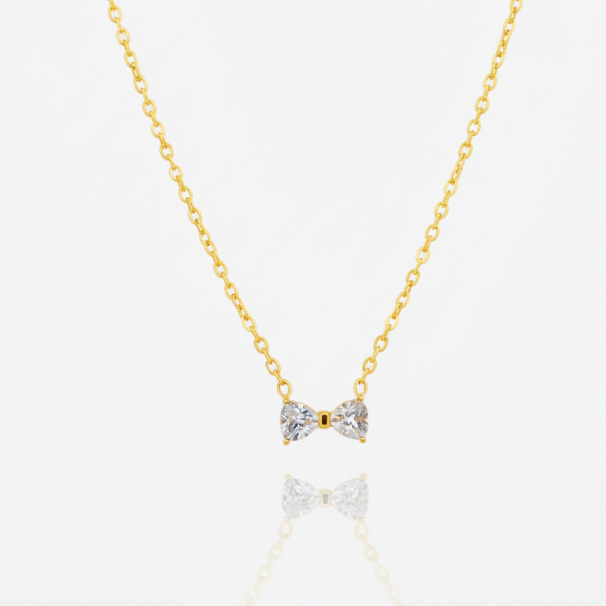 Elegant Gold Tone Dainty Bow Knot Pendant Necklace for Women