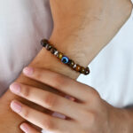 Natural gemstone stretch bracelet for spiritual protection.