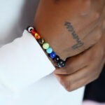 Natural Lava Stone 7 Chakra Healing Bracelet by AuraSpark.