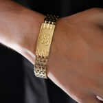 Religious Gold Om Bracelet for Men and Boys AuraSpark.