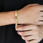 Textured Gold RAM Kada for Men with Square Design Links