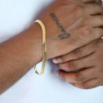 Waterproof gold jewelry men's flat snake link bracelet