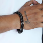 Masculine Matte Black Curb Chain Bracelet for Men.