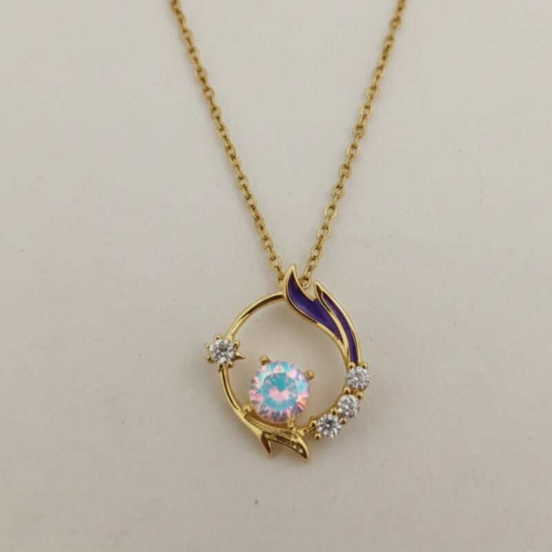 Elegant Gold Tone Celestial Halo Pendant Necklace for Women