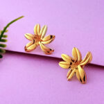 High-Polished Gold Flower Earrings for Sensitive Ears