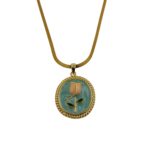 Elegant Vintage Enamel Rose Pendant Necklace for Women