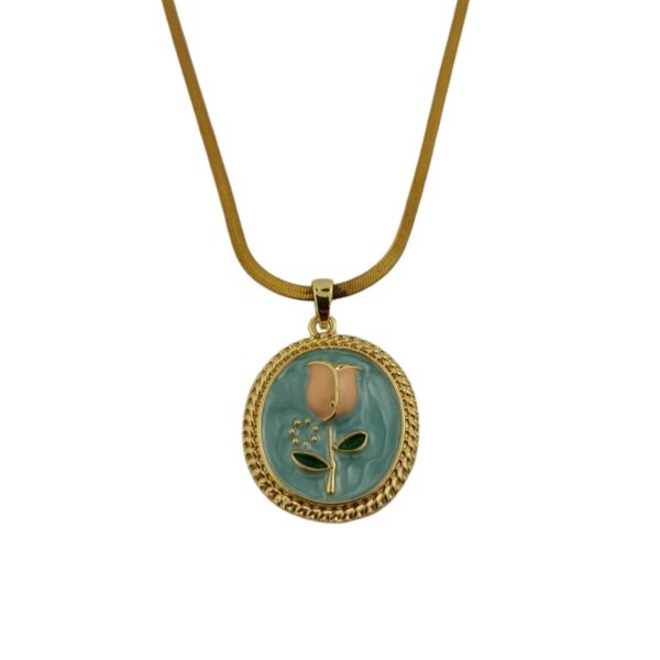 Elegant Vintage Enamel Rose Pendant Necklace for Women