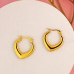 Chunky Gold V-Shaped Huggie Hoop Earrings for Daily Wear
