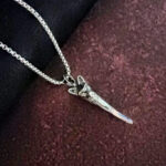 Silver Wolf Head Tooth Pendant Necklace for Men by AuraSpar