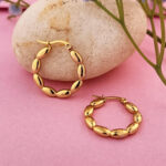 Classic Gold High Polish Link Pattern Hoop Jewelry Gift