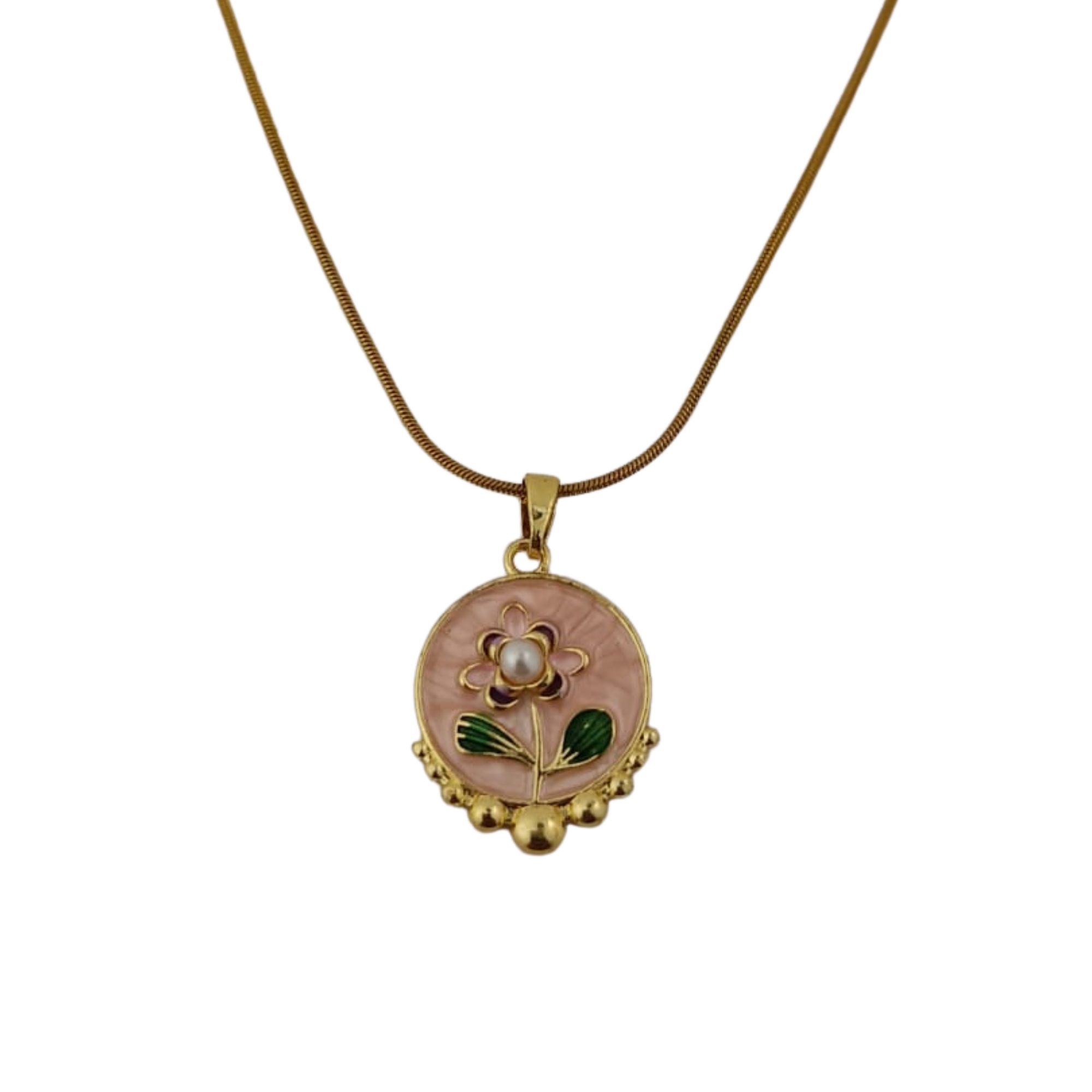 Elegant 18K Gold Plated Floral Round Pendant Necklace for Women