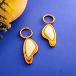 AuraSpark Gold Molten Teardrop Earrings with White Enamel