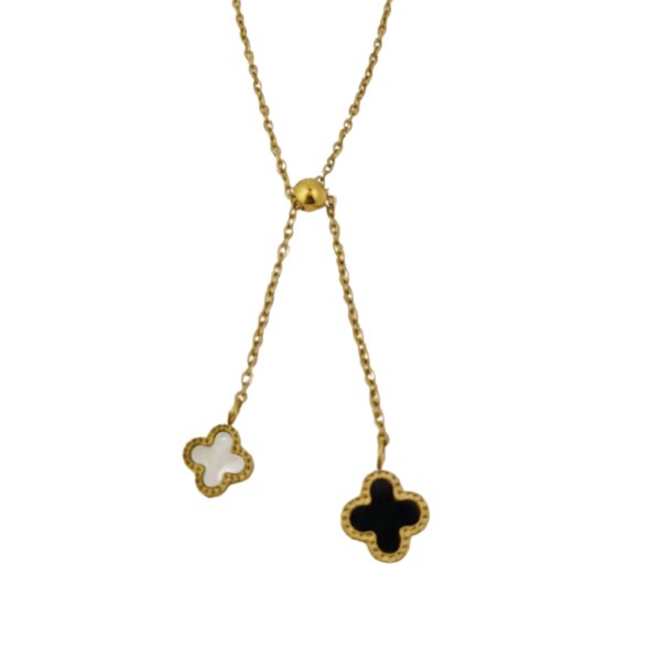 Stylish 18K Two Tone Design Clover Chain Pendant for Women