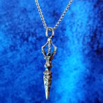 Buddhist Phurba Amulet Protection Jewelry for Men Silver.