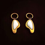 Modern 18K Gold Plated Abstract White Dangle Earrings