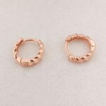 AuraSpark rose gold twisted huggie hoop earrings women
