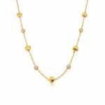 Elegant 18K Gold Plate Heart & Bead Necklace Chain for Women