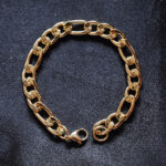AuraSpark 18K gold Figaro chain bracelet for men