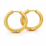 Classic Gold Tone Round Huggie Hoop Earrings for Women