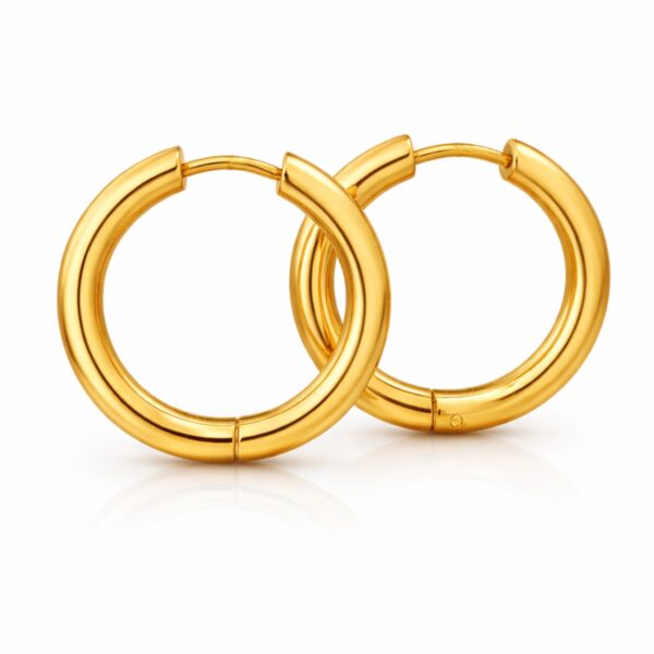 Classic Gold Tone Round Huggie Hoop Earrings for Women
