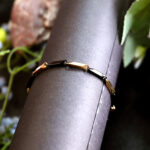 Modern Men's Rice Chain Bracelet in Black and Gold Tone