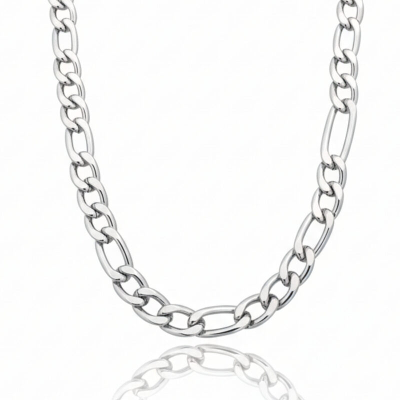 Timeless & Classic Silver Tone Anti Tarnish Figaro Chain for Men