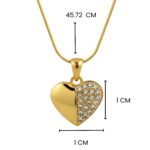 Shiny & Stone-Studded Half Heart Design Pendant Chain for Women