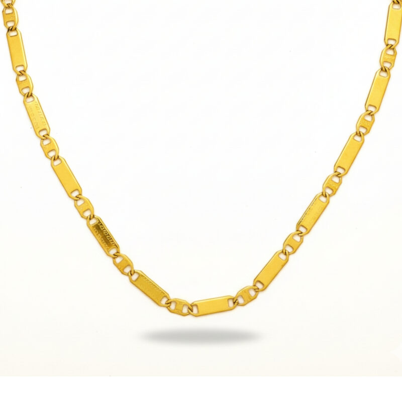 Trending 18K Gold-Plated Stainless-Steel Biscuit Chain for Men