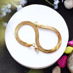 AuraSpark flat herringbone gold bracelet for men's wrist