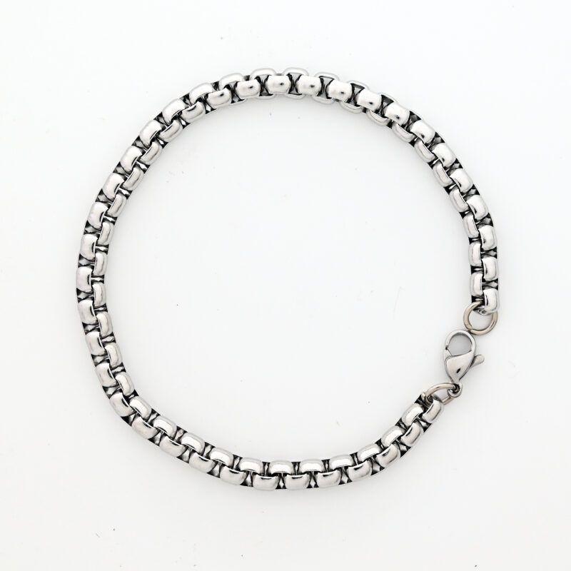 Stylish Interlink Silver Box Chain Bracelet for Men