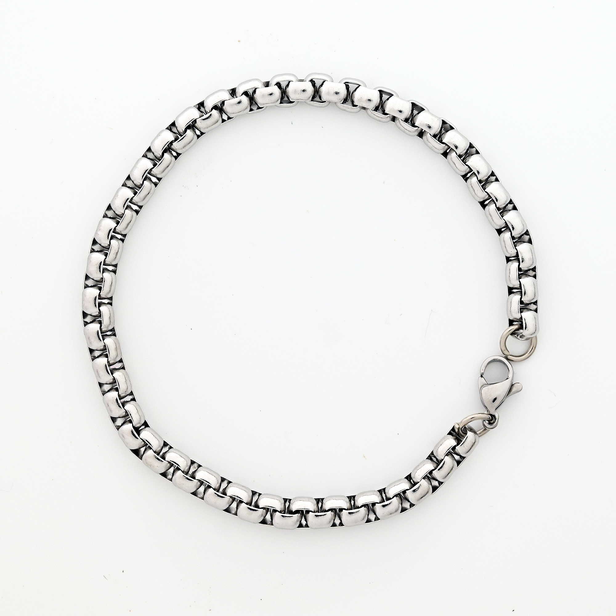Stylish Interlink Silver Box Chain Bracelet for Men