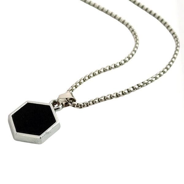 Sophisticated Elleva Silver & Black Pendant Chain for Men