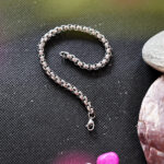 AuraSpark men's silver box chain bracelet with lobster clasp