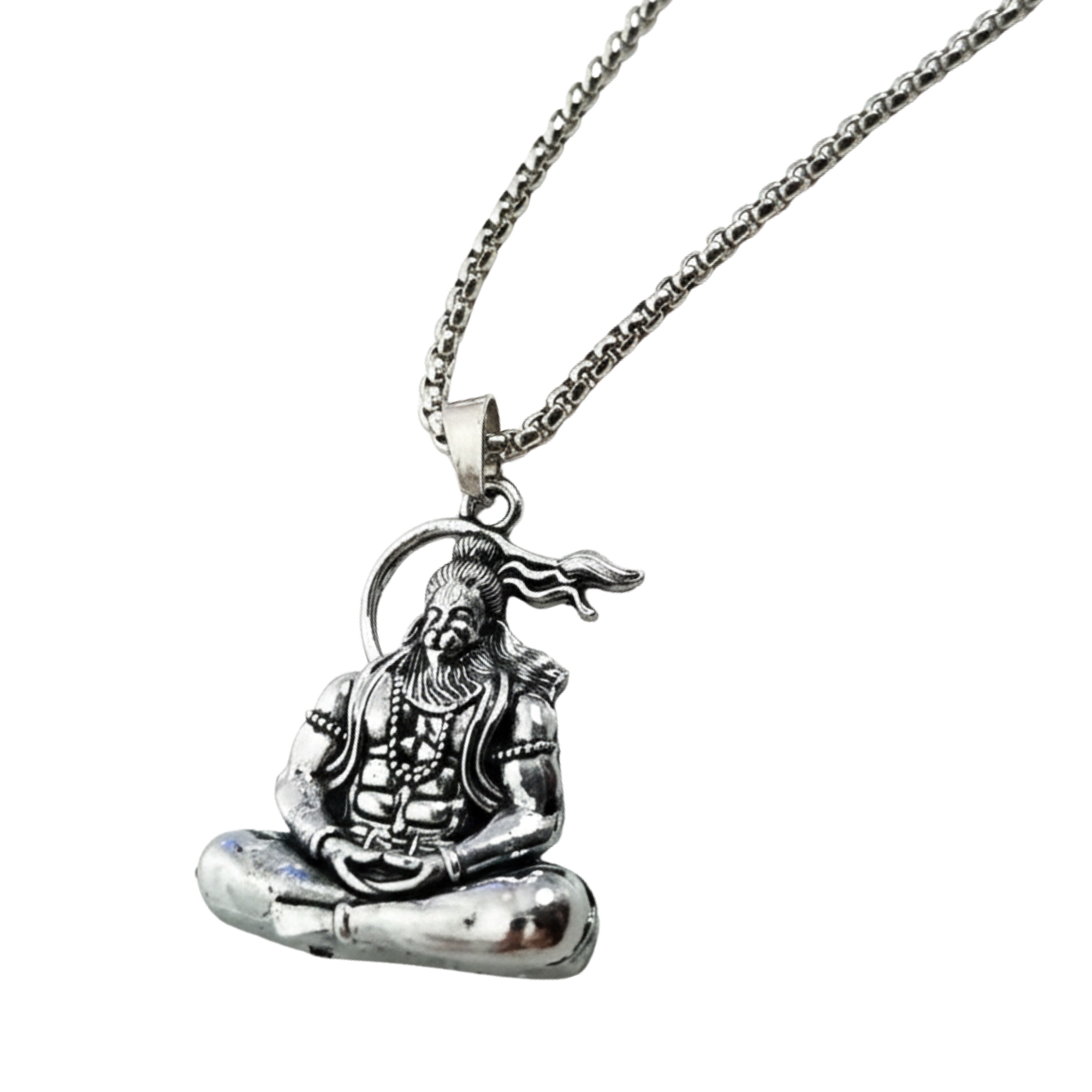 Classic Meditating Hanuman Ji Chain Pendant for Men
