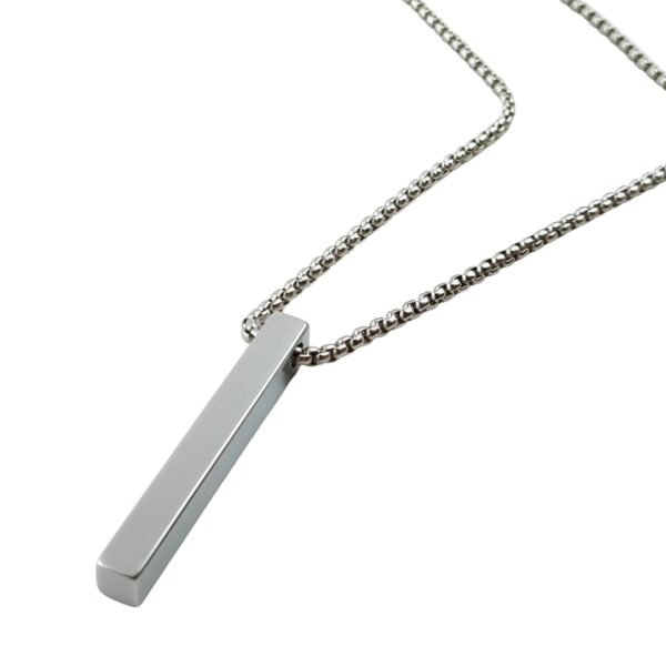 Stylish Silver Vertical Bar Pendant Necklace for Men