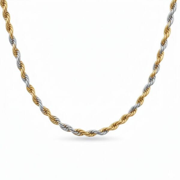 Luxury Two-Tone Gold Silver Mens Necklace Jewelry by AuraSpark.