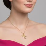 Gold Hummingbird Necklace with Pearl and Sparkly Crystals