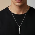 AuraSpark Men's Silver Whistle Pendant Necklace on Box Chain