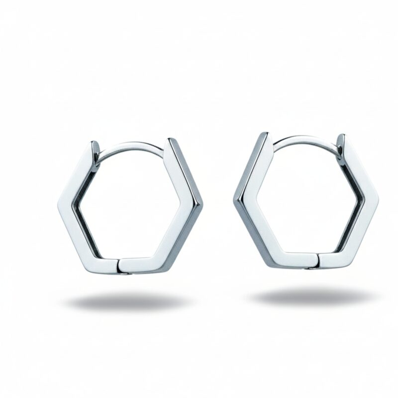 Stylish Hexa-Luxe Geometric Huggie Hoops for Women