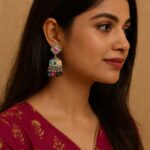 AuraSpark Multi-color Oxidized Silver Jhumka Earrings for Women.
