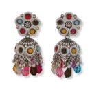 Ethnic Oxidized Silver Multicolor Jhumka Earrings