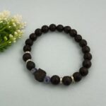 AuraSpark Black Lava Rock Bracelet with Blue Sodalite Beads