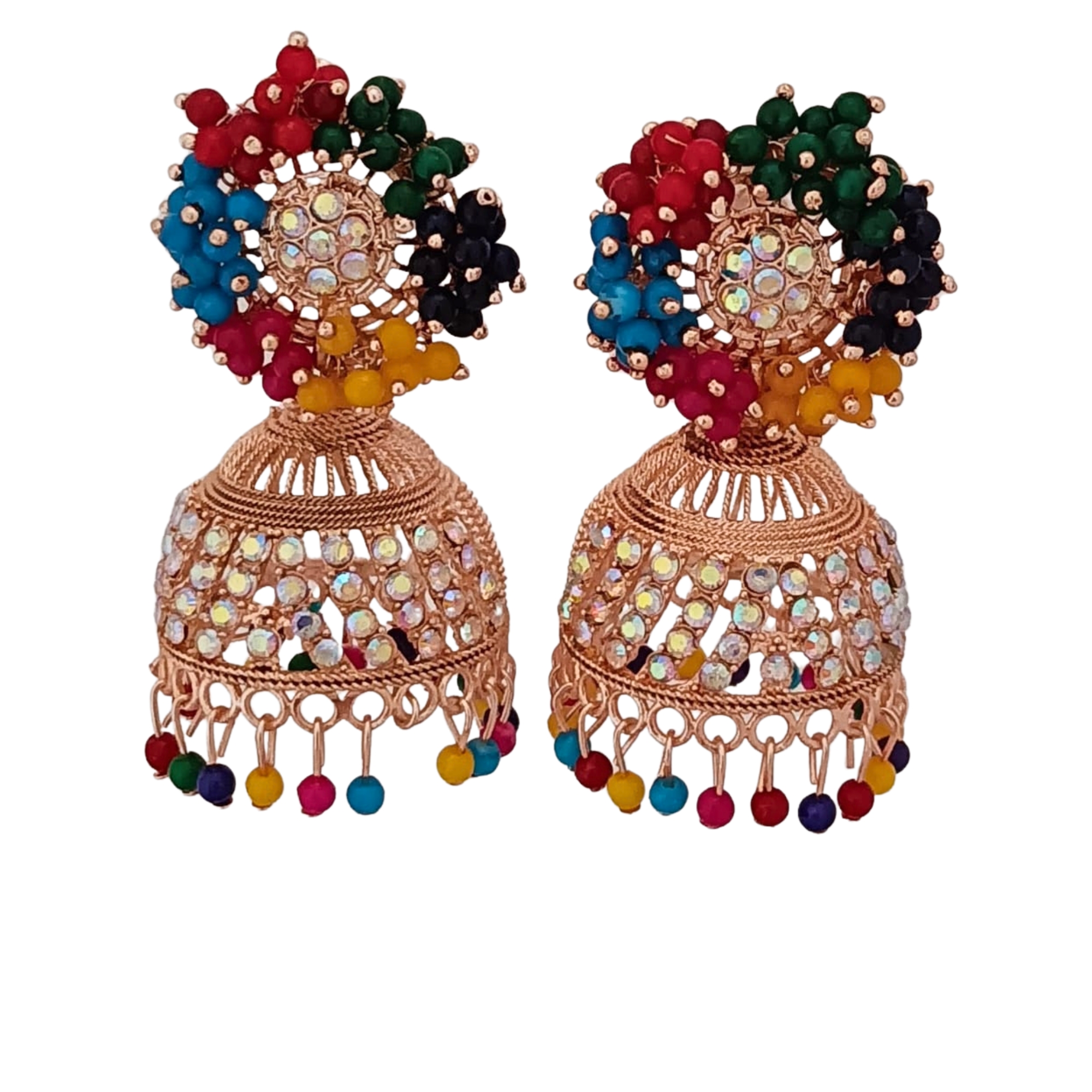 Eye Catching Earring with Colorful Rainbow Stones & Beads