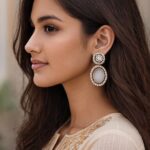 Elegant bridal gold earrings with sparkling crystal pavé