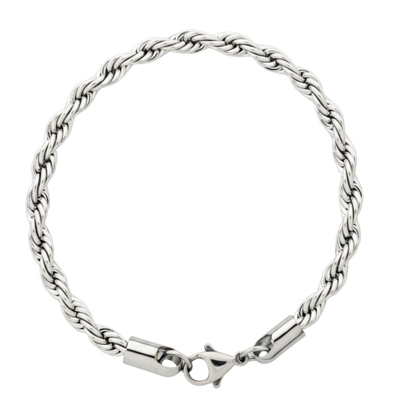Minimal & Classic Silver-Plated Rope Chain Bracelet for Men