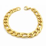Classical 18K Gold Stainless Steel Figaro Chain Bracelet for Men